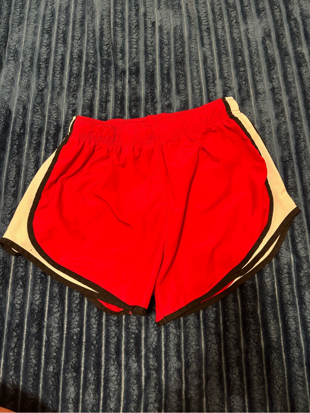Nike Women’s Red Athletic Shorts with Black and Cream Trim